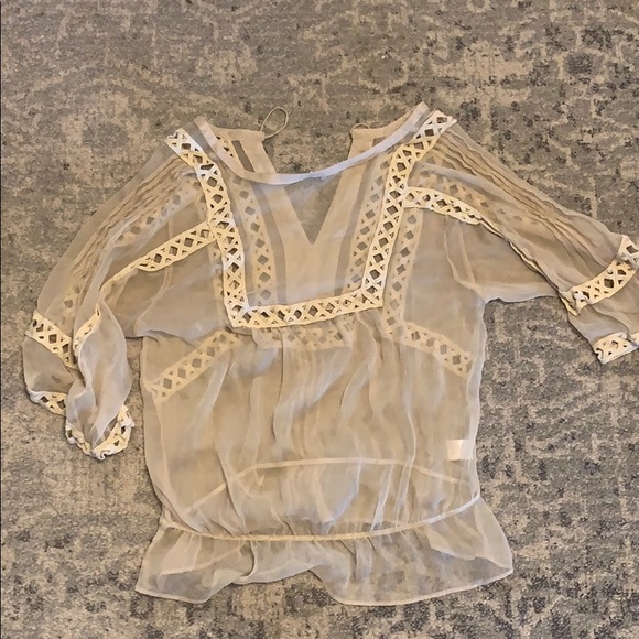 Charming Charlie sheer cream, embroidered top - Picture 5 of 6